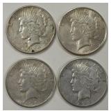 Lot Of 4 1923-S Peace Silver Dollars