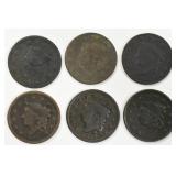 (6) Mixed Date U.S. Liberty Head Large Cents