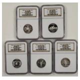Lot of 1999 State Silver Quarters Graded NGC PF69
