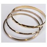(3) Ladies 14K Yellow Gold Bangle Bracelets