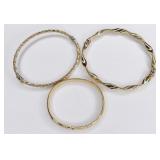 (3) Ladies 14K Yellow Gold Bangle Bracelets