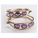 Ladies 14K Yellow Gold Amethyst Earrings