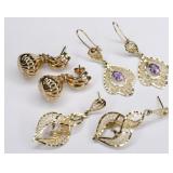 (3) Pairs Ladies 14K Yellow Gold Dangle Earrings