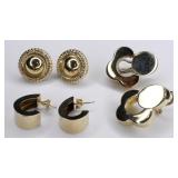 (3) Pairs Ladies 14K Yellow Gold Hollow Earrings