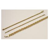 (3) 14K Yellow Gold Hollow Rope Bracelets