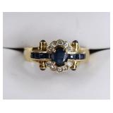 Ladies 14K Yellow Gold Sapphire & Diamond Ring