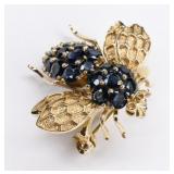 Ladies 14K Yellow Gold Sapphire Bumble Bee Pin