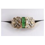 Ladies 14K White Gold Diamond & Emerald Ring