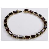 Ladies 14K Yellow Gold Garnet Bracelet
