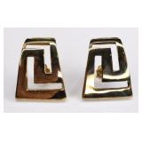 Ladies 14K Yellow Gold Greek Key Earrings