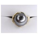 Ladies 14K Yellow Gold Tahitian Pearl Ring