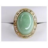 Ladies 14K Yellow Gold Jade Ring