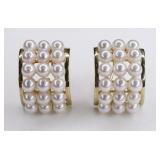 Ladies 14K Yellow Gold Pearl Earrings