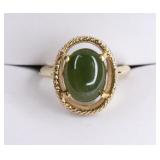 Ladies 14K Yellow Gold Jade Ring