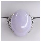 Ladies 14K White Gold Light Purple Agate Ring