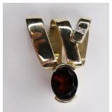 14K Yellow Gold Diamond & Garnet Slide