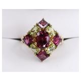 Ladies 10K Yellow Gold Garnet & Peridot Ring