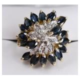 Ladies 14K Yellow Gold Sapphire & Diamond Ring