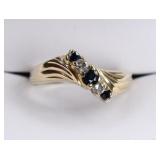Ladies 14K Yellow Gold Sapphire & Diamond Ring