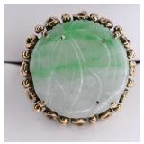 Vintage 14k Carved Jade Ring