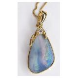 18k Pendant with Opal and Diamond Necklace