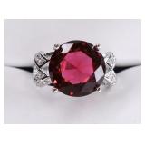 Sterling Silver Ruby & Diamond Ring