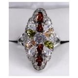 Sterling Silver Multi Stone Cocktail Ring