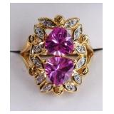 Gold Plated Sterling Silver Pink Sapphire Ring
