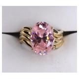 Gold Plated Sterling Silver Pink Sapphire Ring