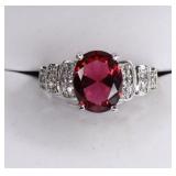Sterling Silver Ruby & White Sapphire Ring