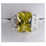 Sterling Silver Yellow Green Sapphire Ring