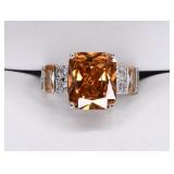 Sterling Silver Morganite & White Sapphire Ring