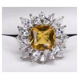 Sterling Silver Citrine & White Sapphire Ring