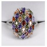 Sterling Silver Multi Gemstone Cocktail Ring