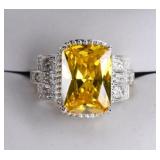 Sterling Silver Yellow Sapphire Dinner Ring