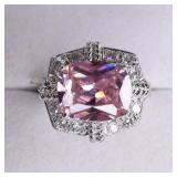 Sterling Silver Pink & White Sapphire Ring