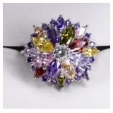 Sterling Silver Multi Stone Cocktail Ring