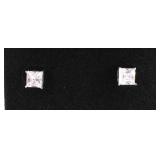 Square Cut White Sapphire Earrings