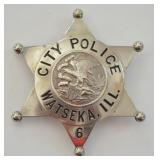 Obsolete Watseka ILL. City Police Badge
