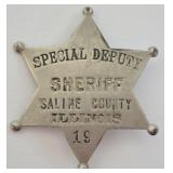 Obsolete Saline Co. Special Deputy Sheriff Badge