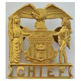 Obsolete Illinois Police Chief Cap Badge