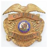 Obsolete Villa Grove Illinois Chief Cap Badge