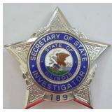 Obsolete ILL Secretary Of State Investigator Badge