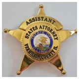 Obsolete Vermilion Co.  Assistant Attorney Badge