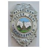 Obsolete Springfield ILL. Police Patrolman Badge
