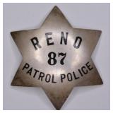 Obsolete Reno Police Sterling Pie Plate Badge