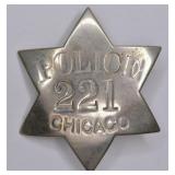 Obsolete Chicago Police Pie Plate Badge #221