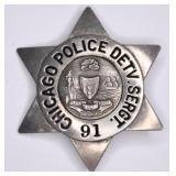 Obsolete Chicago Police Detective Sergeant Badge