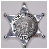 Obsolete Lyons Illinois Special Police Badge