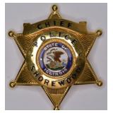 Obsolete Shorewood Illinois Police Chief Badge